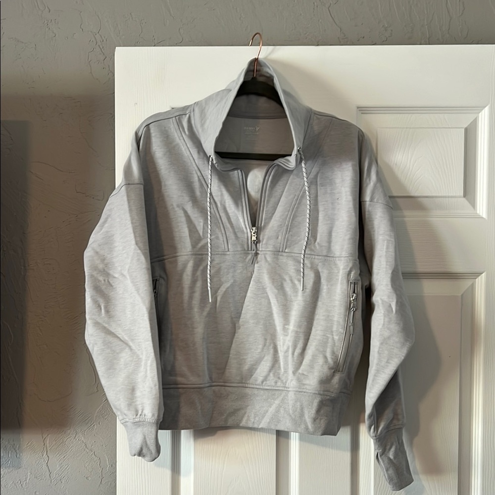 Old Navy Heather Gray Quarter-Zip Hoodie